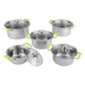 10Piece High Quality Stainless Steel Pot Set With Glass Lids Id-125