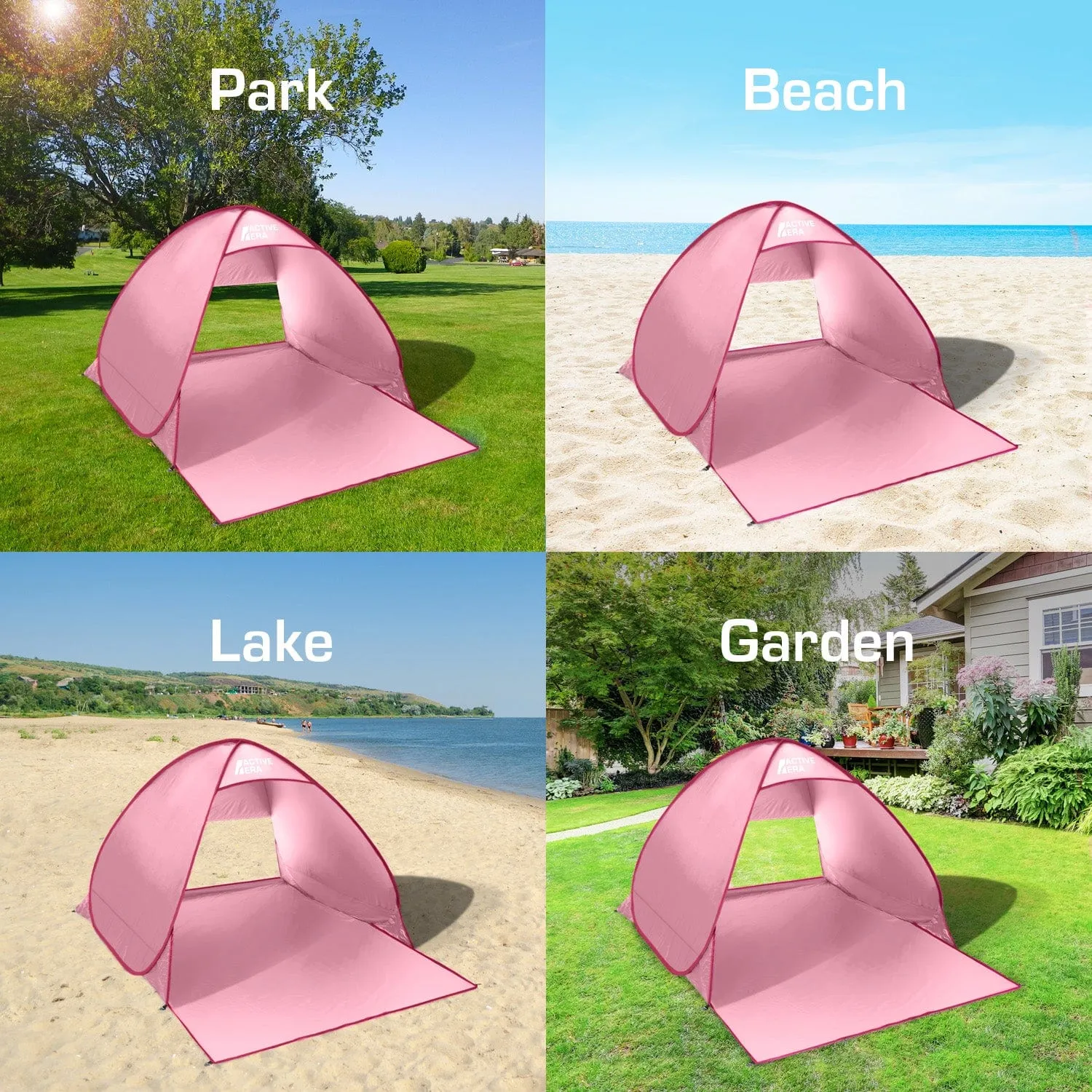 2 Person Beach Tent with UV Protection - Pink