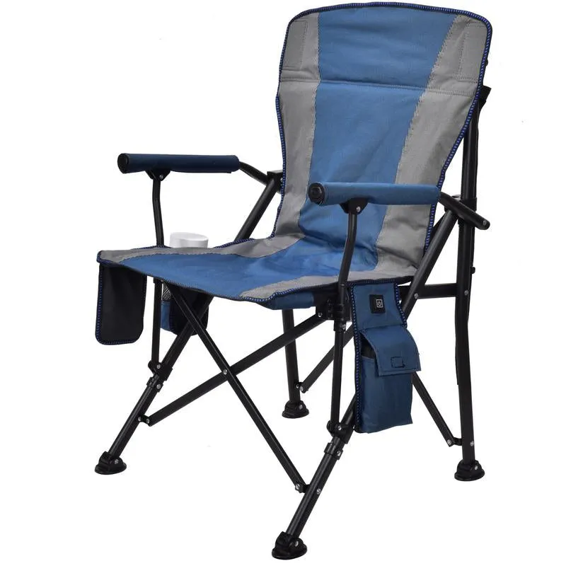 2024 Heated Camping Chair for Adults, Heats Back and Seat, 3 Heat Levels, Fully Padded Heated Folding Chair for Outdoor Sports, Battery NOT Included