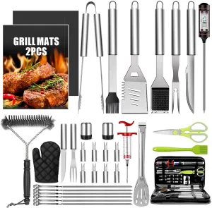 34 Pcs BBQ Grill Accessories Tools Set, 16 Inches Stainless Steel Grilling Tools With Carry Bag