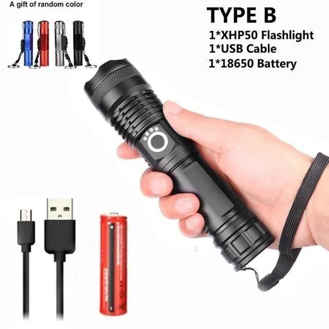 90000 lumens XLamp xhp70.2 hunting most powerful led flashlight