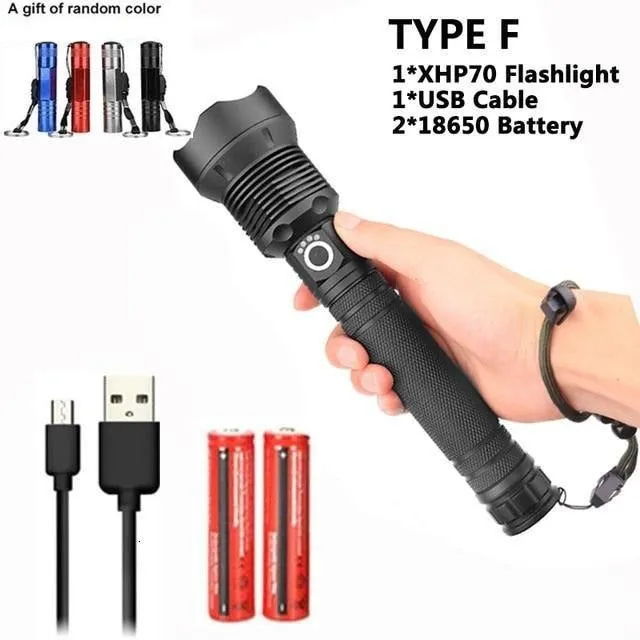 90000 lumens XLamp xhp70.2 hunting most powerful led flashlight