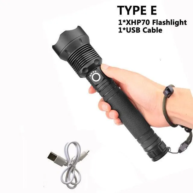 90000 lumens XLamp xhp70.2 hunting most powerful led flashlight