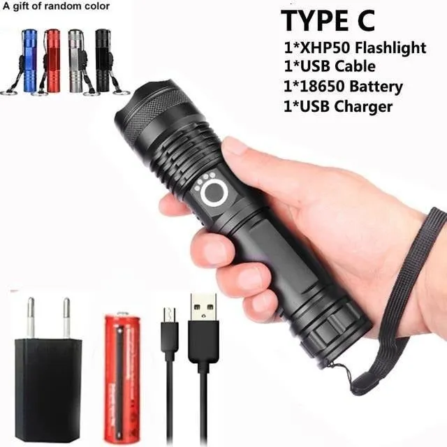 90000 lumens XLamp xhp70.2 hunting most powerful led flashlight