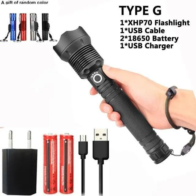 90000 lumens XLamp xhp70.2 hunting most powerful led flashlight