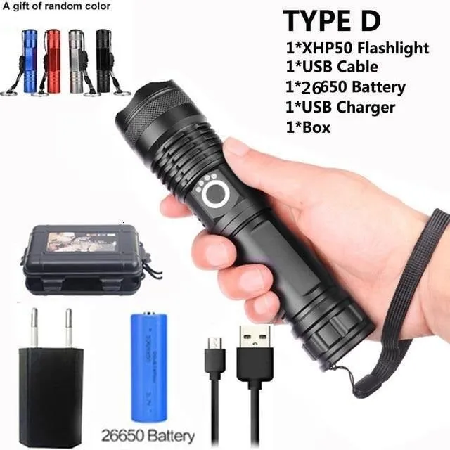 90000 lumens XLamp xhp70.2 hunting most powerful led flashlight