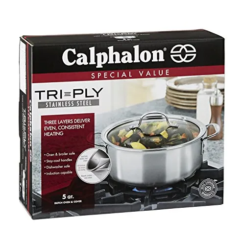 Calphalon Tri-Ply Stainless Steel Cookware, Dutch Oven, 5-quart