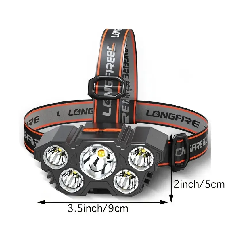 Camping Powerful 5 LED Headlamp Rechargeable Waterproof