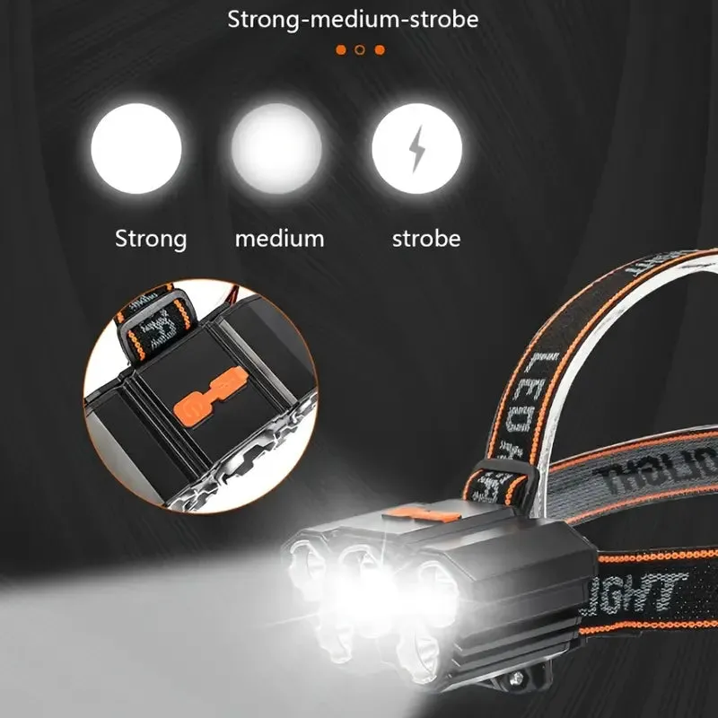 Camping Powerful 5 LED Headlamp Rechargeable Waterproof