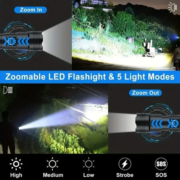 Camping Super Bright LED Flashlight - USB Rech Waterproof