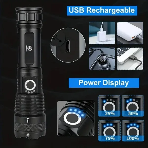 Camping Super Bright LED Flashlight - USB Rech Waterproof