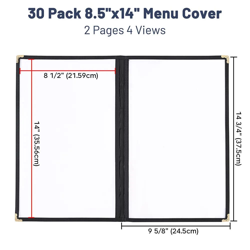 Clear Menu Covers 30ct/Pack 8.5x14 2-Page 4-View