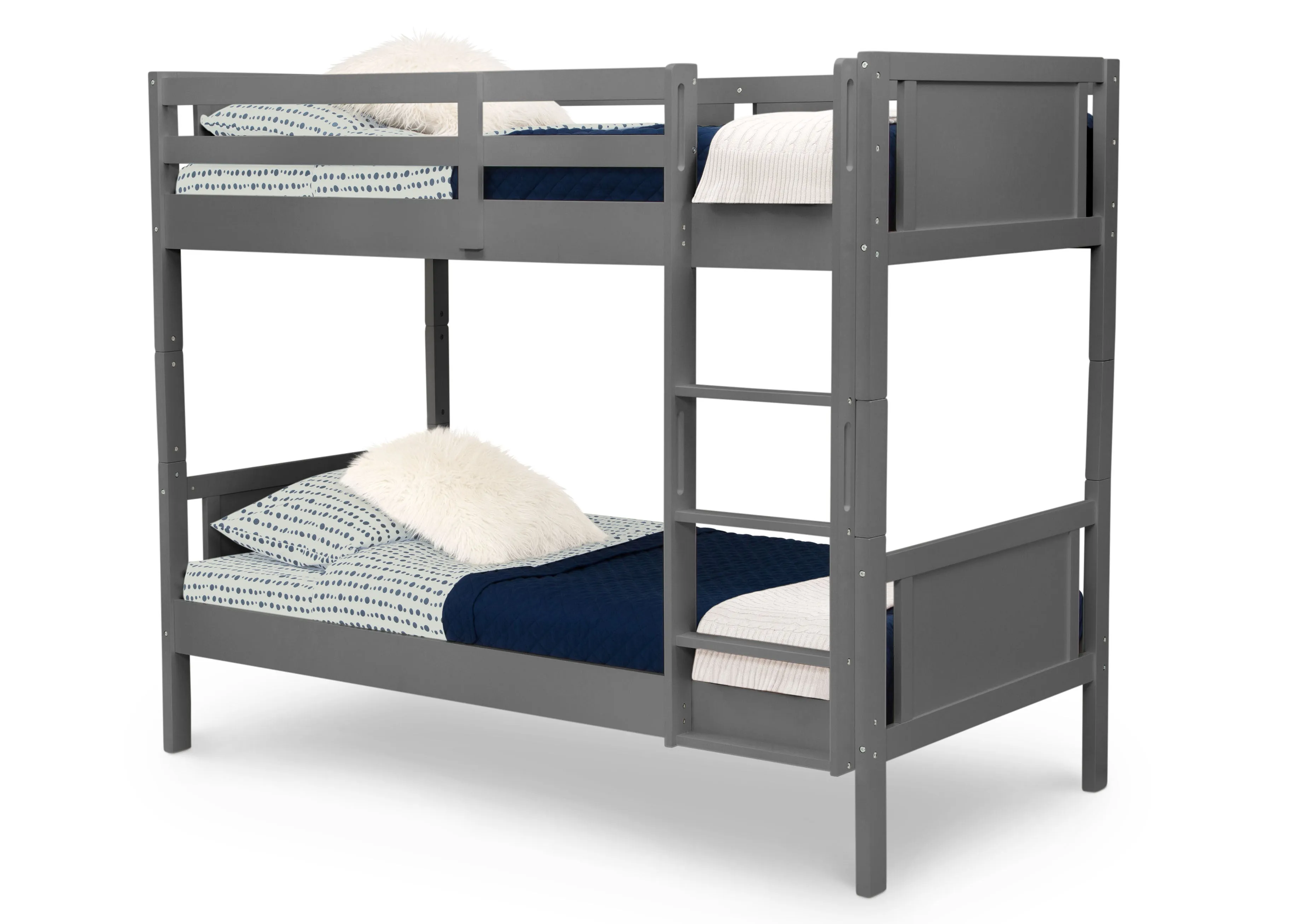 Convertible Twin Bunk Bed with Ladder and Guardrails