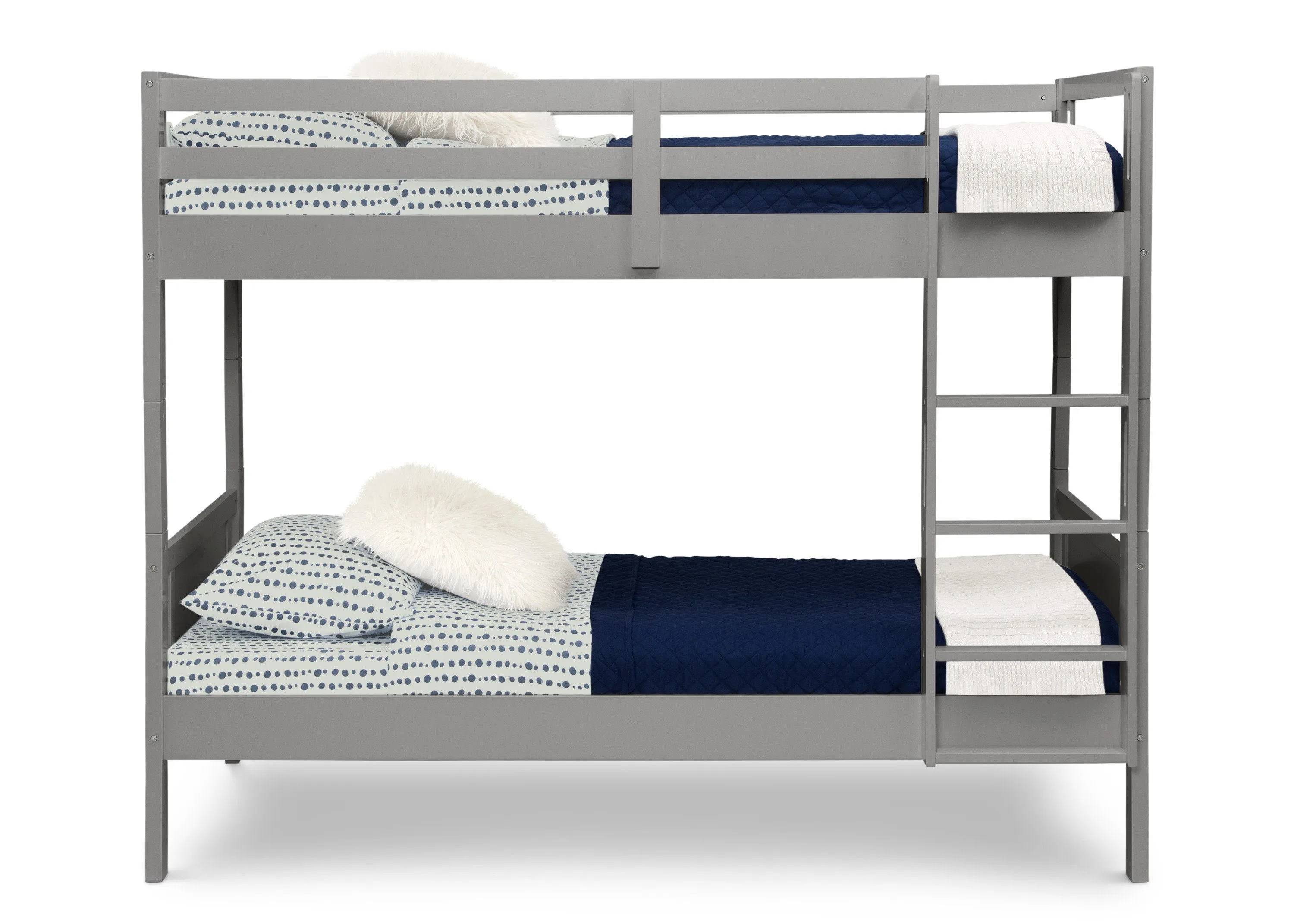 Convertible Twin Bunk Bed with Ladder and Guardrails