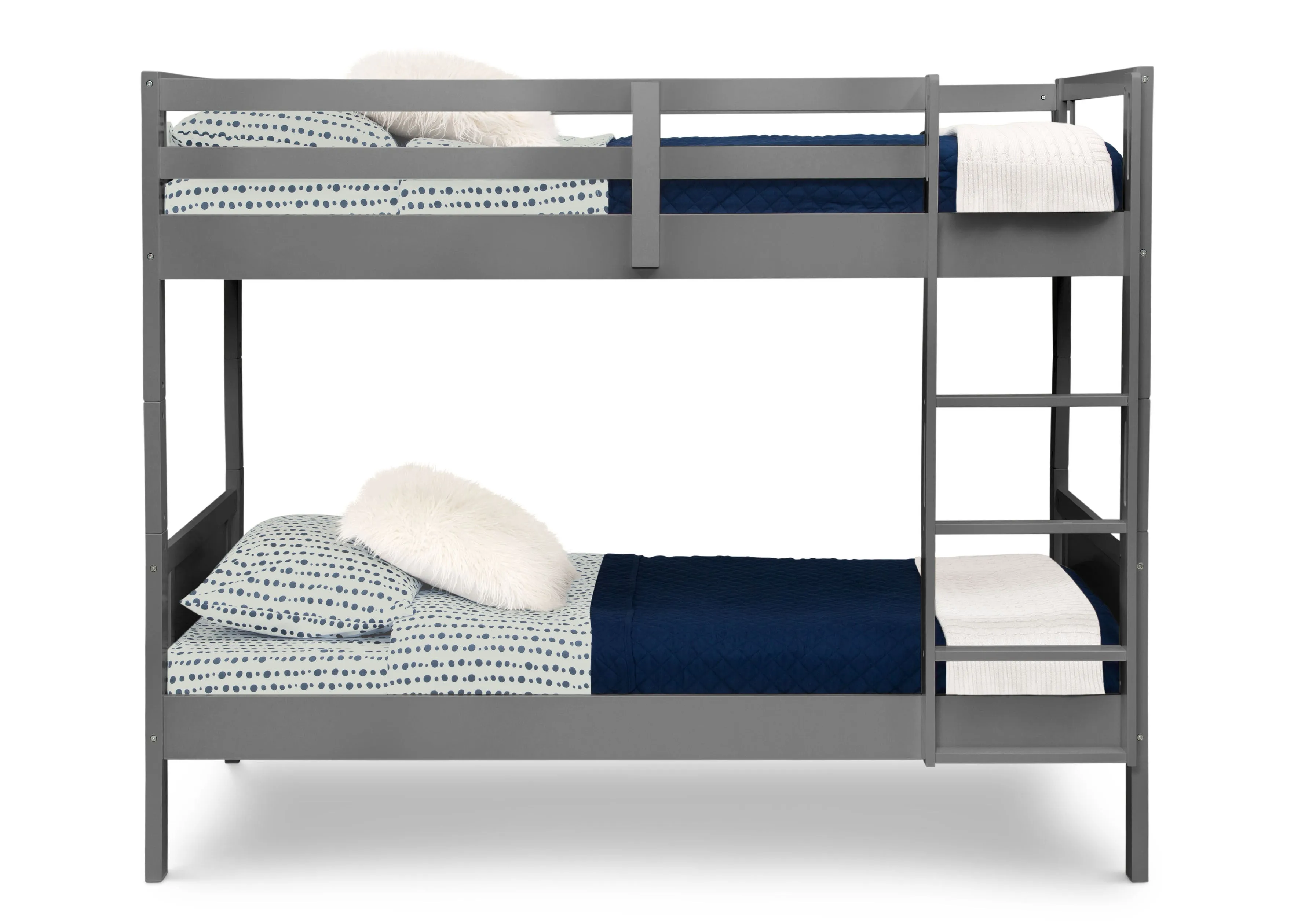 Convertible Twin Bunk Bed with Ladder and Guardrails