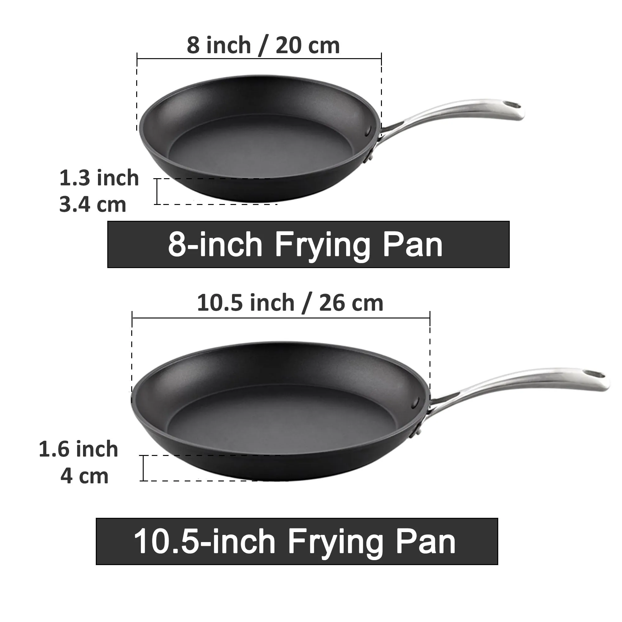 Cooks Standard Frying Omelet Pan, Classic Hard Anodized Nonstick 10.5-Inch Sauté Skillet Egg Pan, Black