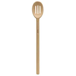 French Beechwood Round Slotted Spoon, 11.5in