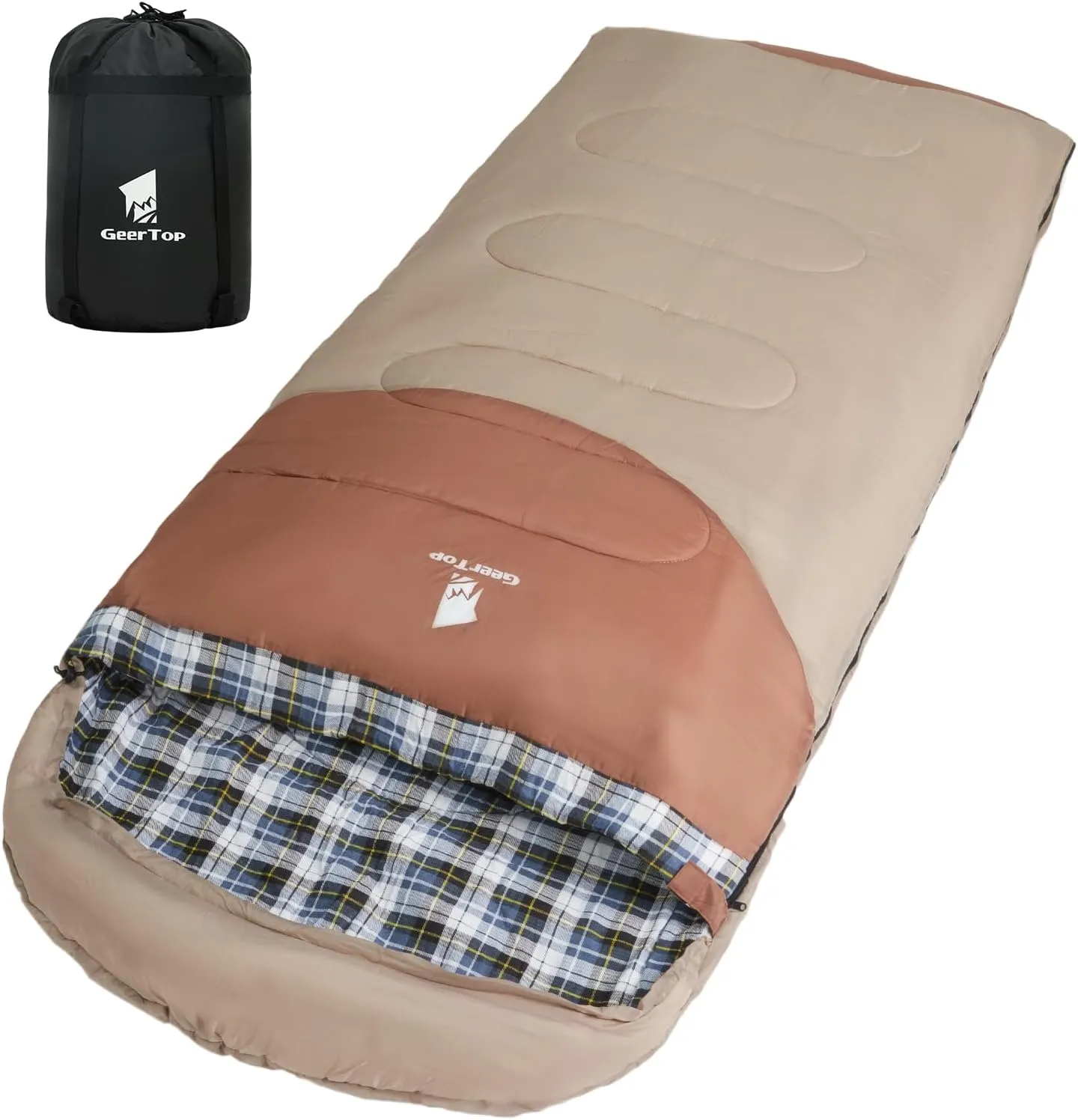 GeerTop Flannel 3 -4 Season Sleeping Bag For Adults Big and Tall