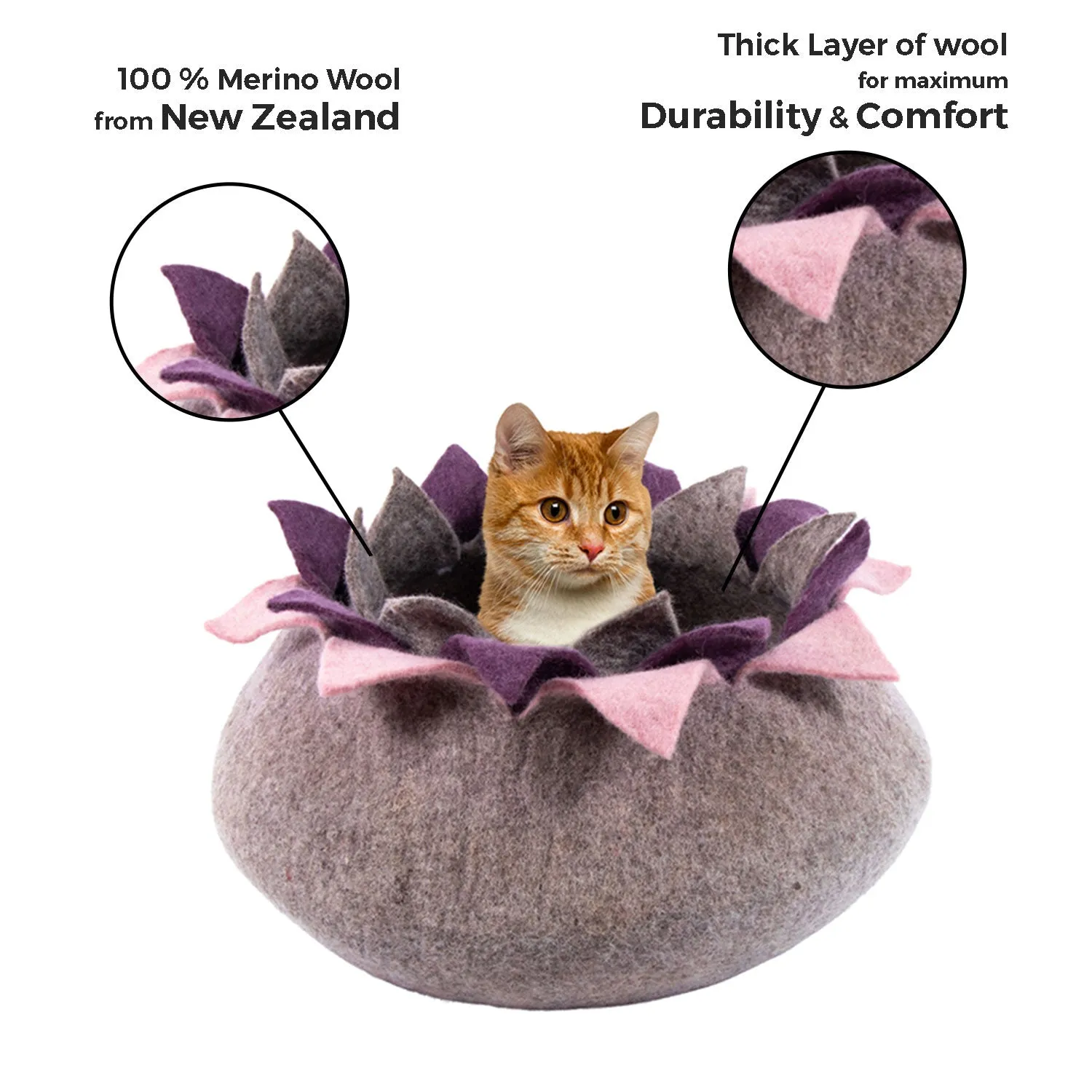 Handcrafted felt cat bed