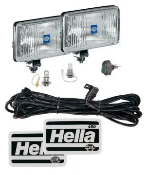 Hella 450 H3 12V SAE/ECE Fog Lamp Kit Clear - Rectangle (Includes 2 Lamps)