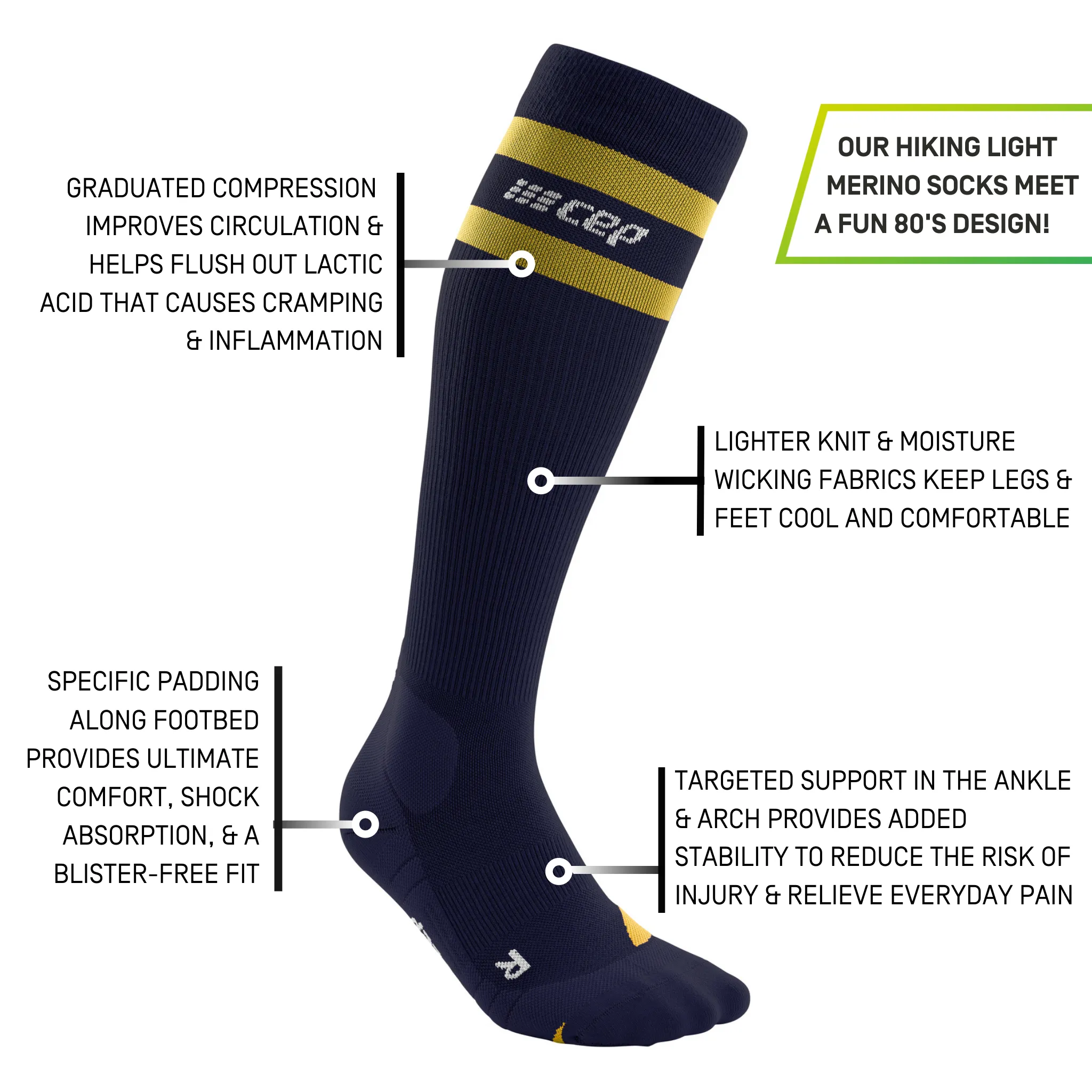 Hiking 80s Compression Socks for Women