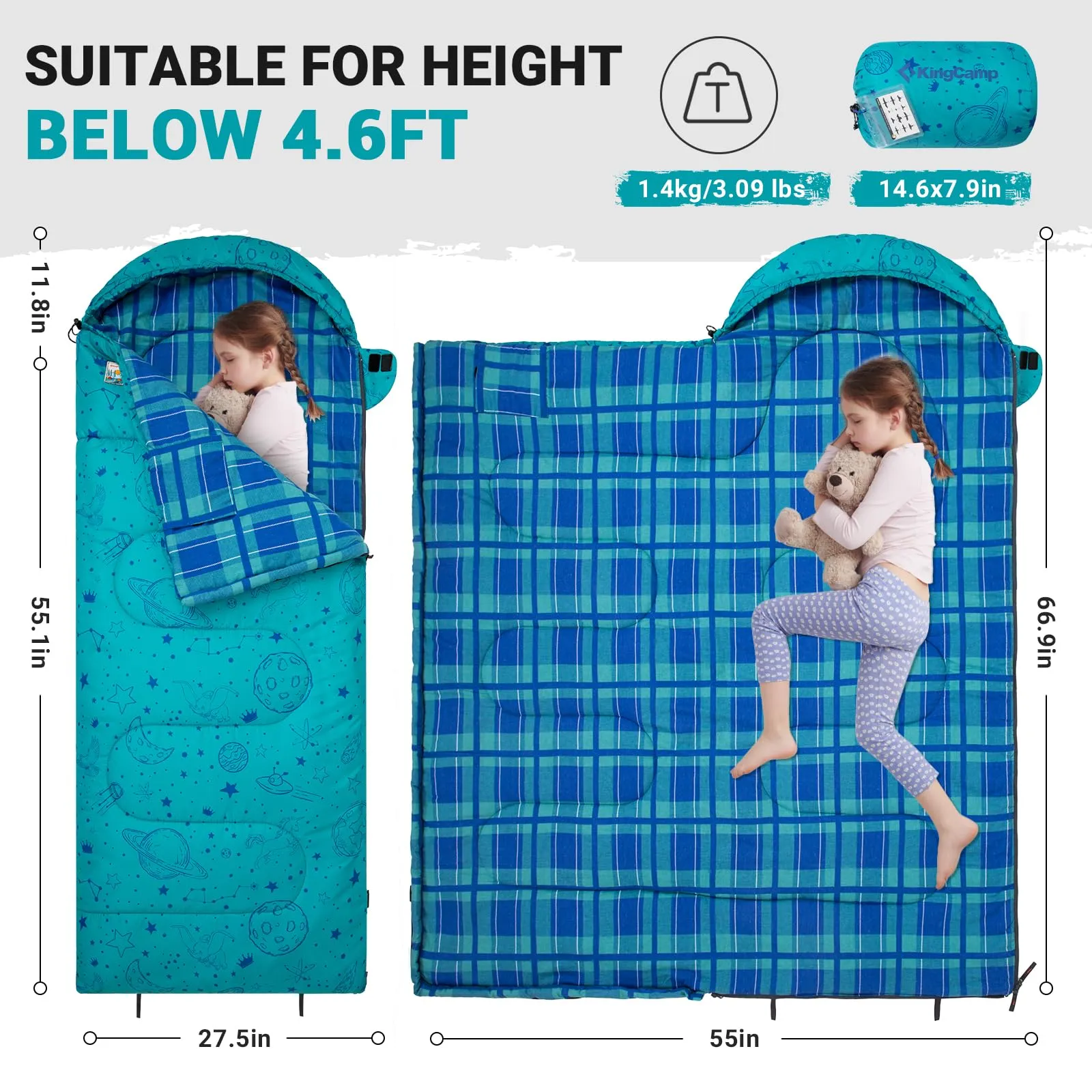 KingCamp Galaxy Zoo C 300 Flannel  Kids' Sleeping Bag