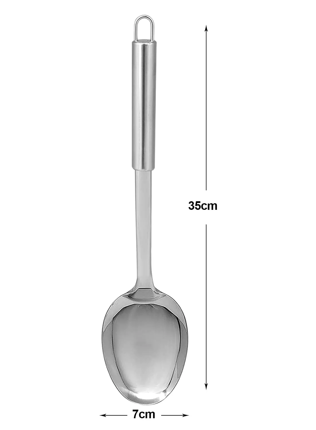 Kuber Industries Spoon|Stainless Steel Cooking Spoon|Serving Spoon|Kitchen Spoon|Nonstick Chamach for Kitchen|7 cm (Silver)