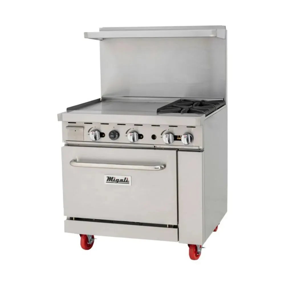 Migali C-RO2-24GL-NG 36” Two Burner Natural Gas Range with 24” Griddle