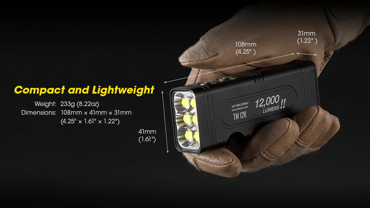 NITECORE 12000 LUMENS RECHARGEABLE FLASHLIGHT (TM12K)