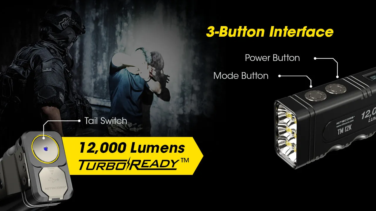 NITECORE 12000 LUMENS RECHARGEABLE FLASHLIGHT (TM12K)