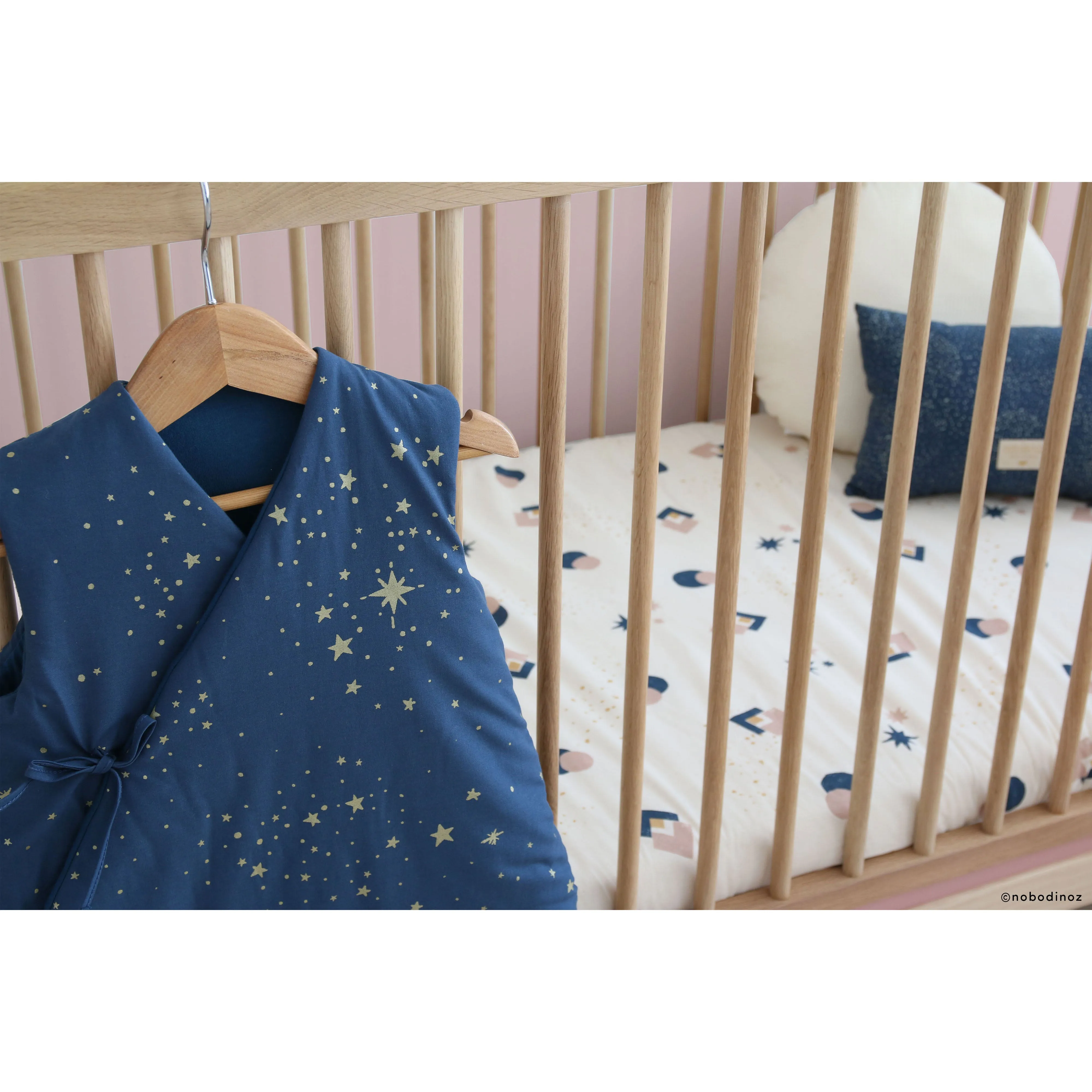 nobodinoz Sleeping Bag Cloud Gold Bubble/Night Blue