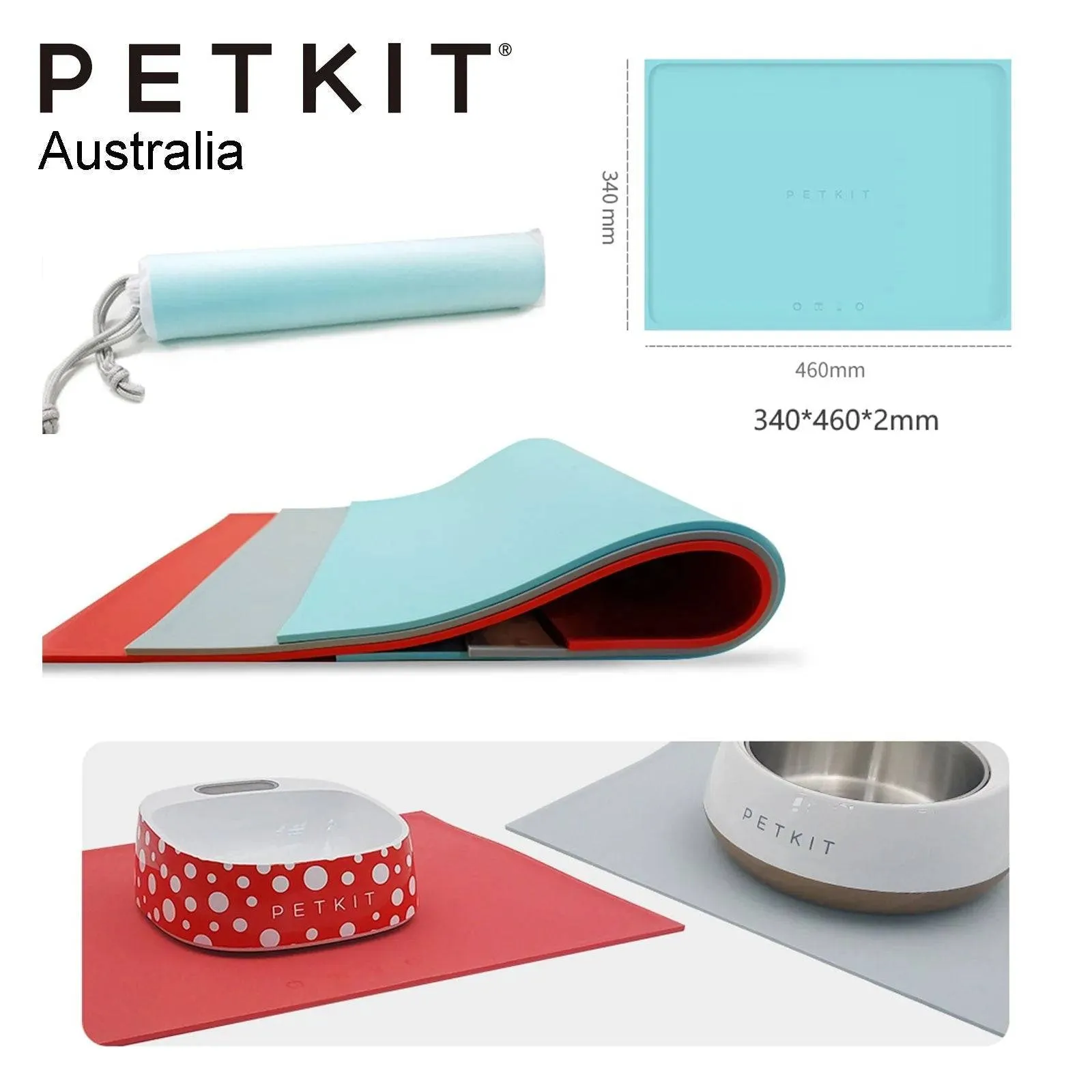 PETKIT |  Pet Food & Water Anti-slip Mat - Grey/White or Blue