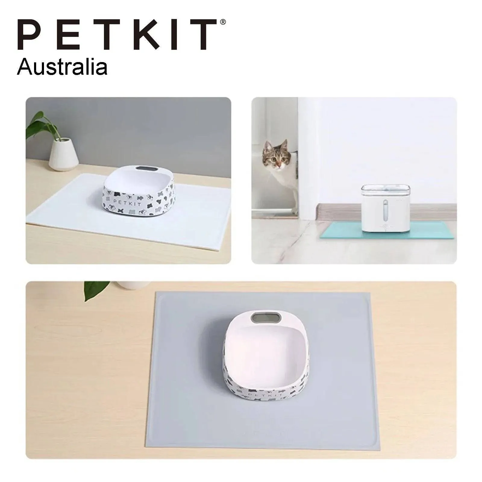 PETKIT |  Pet Food & Water Anti-slip Mat - Grey/White or Blue