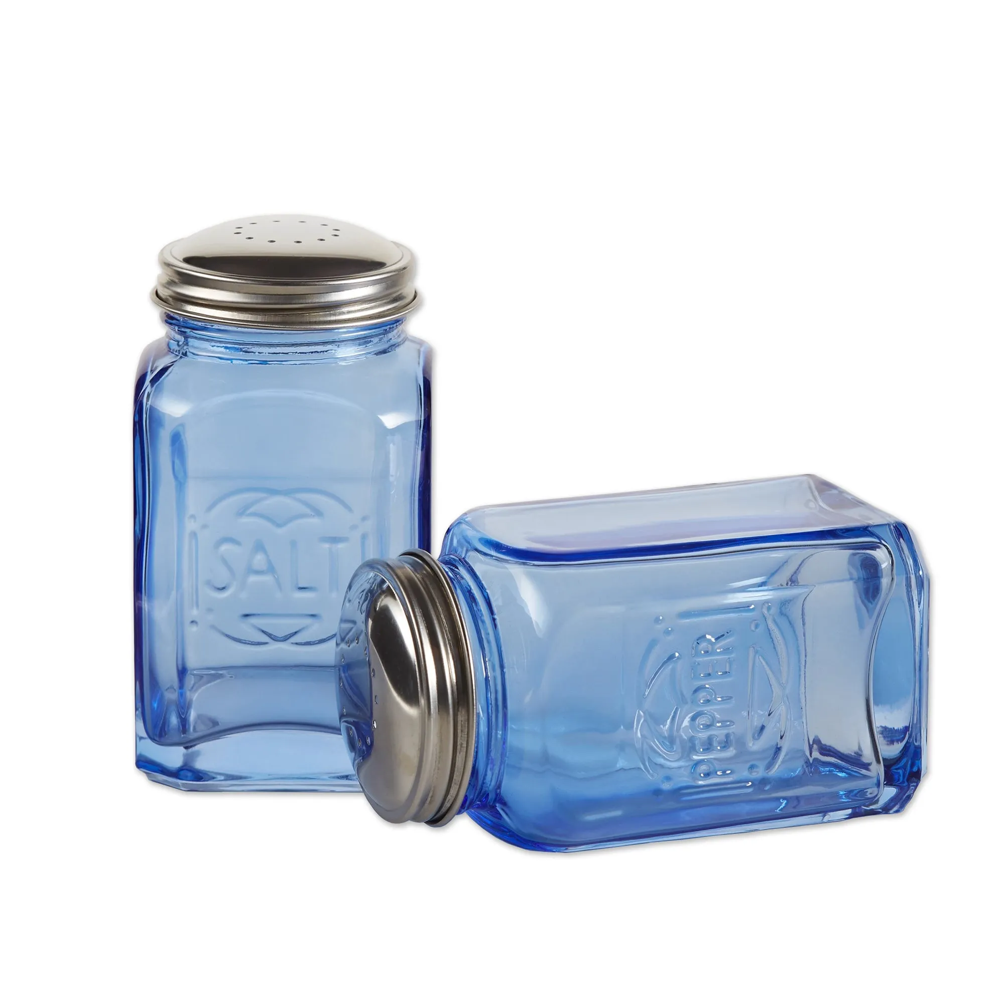 Retro Glass S&P Set - Blue