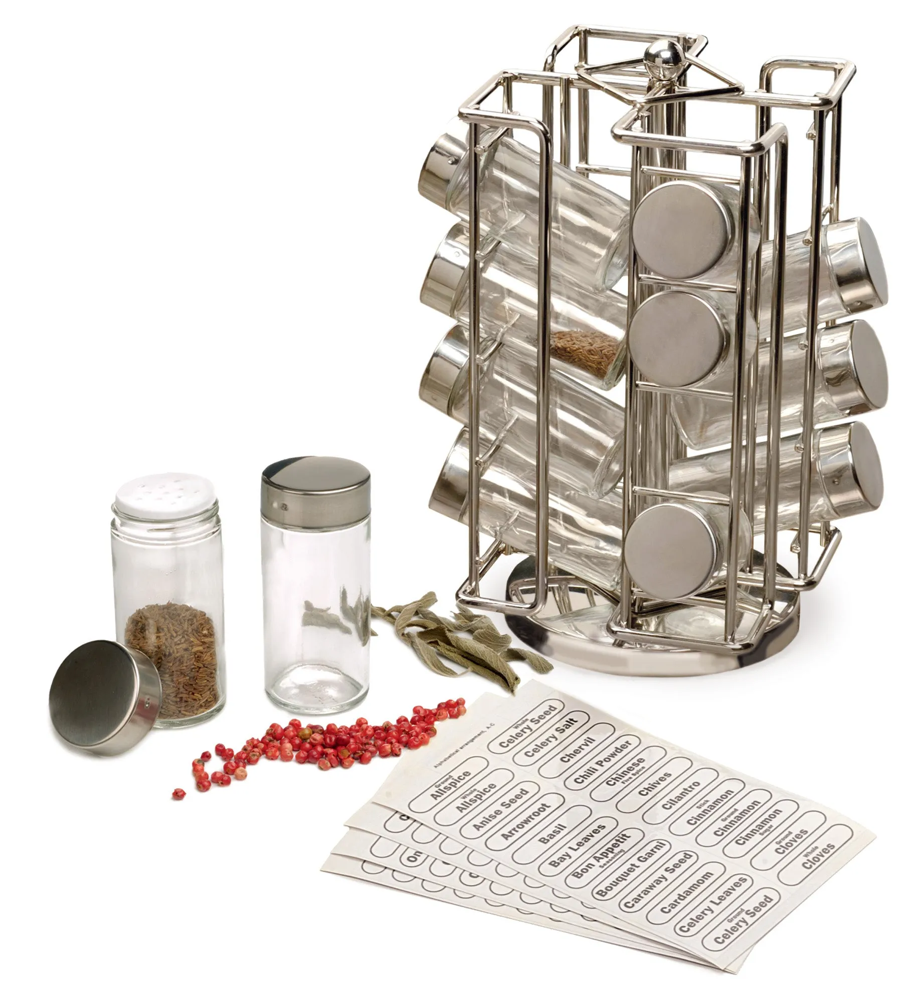 Revolving Spice Rack with 16 Jars   Labels