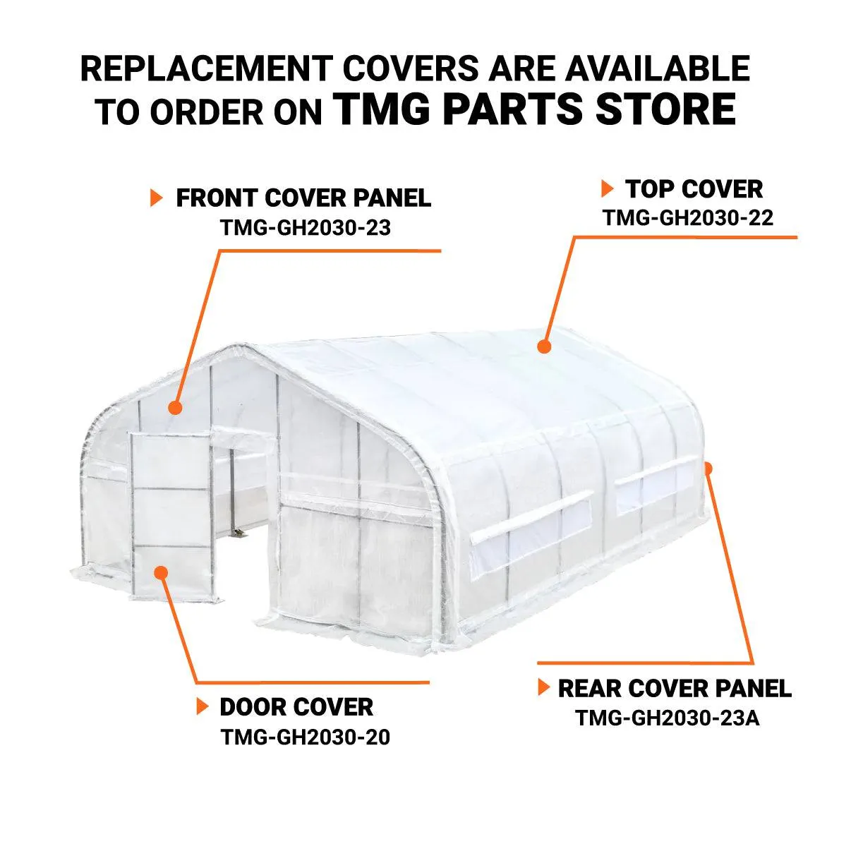 TMG Industrial 20’ x 30’ Tunnel Greenhouse Grow Tent w/12 Mil Ripstop Leno Mesh Cover, Cold Frame, Roll-up Windows, Peak Ceiling Roof, TMG-GH2030