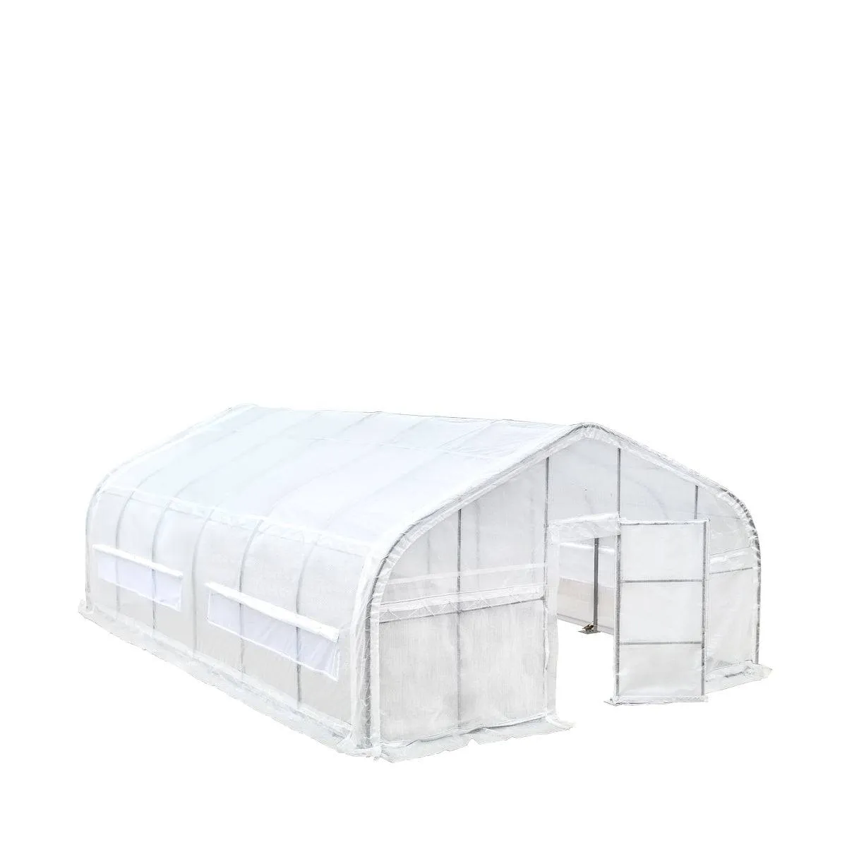 TMG Industrial 20’ x 30’ Tunnel Greenhouse Grow Tent w/12 Mil Ripstop Leno Mesh Cover, Cold Frame, Roll-up Windows, Peak Ceiling Roof, TMG-GH2030