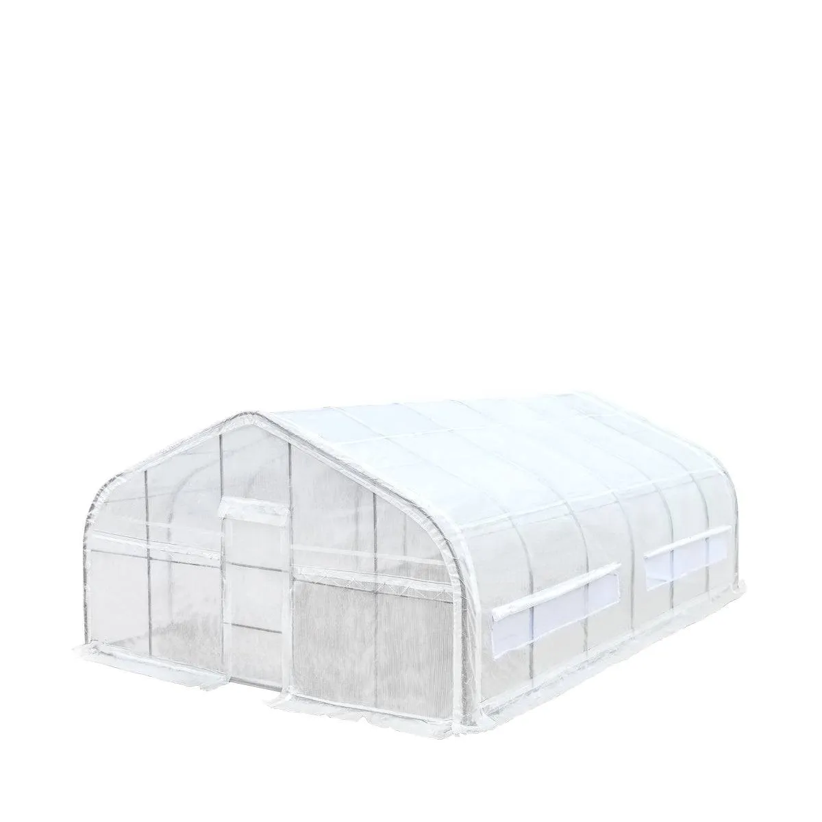 TMG Industrial 20’ x 30’ Tunnel Greenhouse Grow Tent w/12 Mil Ripstop Leno Mesh Cover, Cold Frame, Roll-up Windows, Peak Ceiling Roof, TMG-GH2030