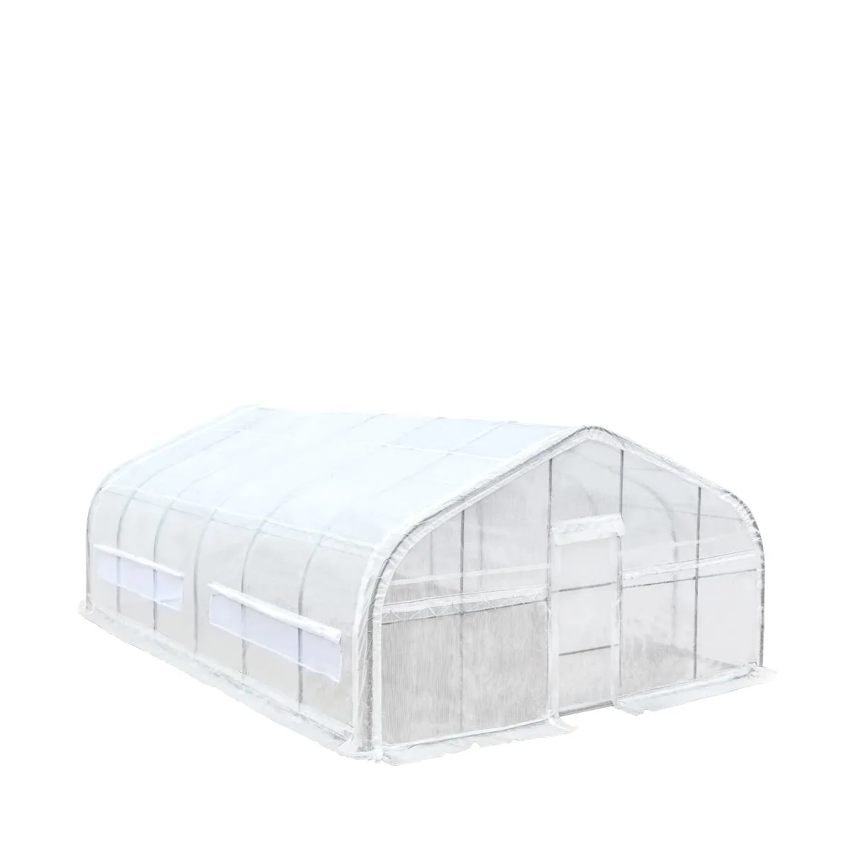 TMG Industrial 20’ x 30’ Tunnel Greenhouse Grow Tent w/12 Mil Ripstop Leno Mesh Cover, Cold Frame, Roll-up Windows, Peak Ceiling Roof, TMG-GH2030