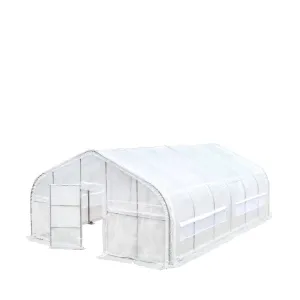 TMG Industrial 20’ x 30’ Tunnel Greenhouse Grow Tent w/12 Mil Ripstop Leno Mesh Cover, Cold Frame, Roll-up Windows, Peak Ceiling Roof, TMG-GH2030