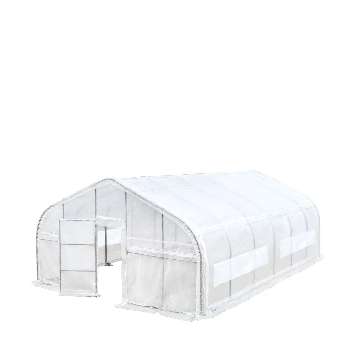 TMG Industrial 20’ x 30’ Tunnel Greenhouse Grow Tent w/12 Mil Ripstop Leno Mesh Cover, Cold Frame, Roll-up Windows, Peak Ceiling Roof, TMG-GH2030