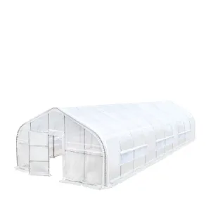 TMG Industrial 20’ x 50’ Tunnel Greenhouse Grow Tent w/12 Mil Ripstop Leno Mesh Cover, Cold Frame, Roll-up Windows, Peak Ceiling Roof, TMG-GH2050