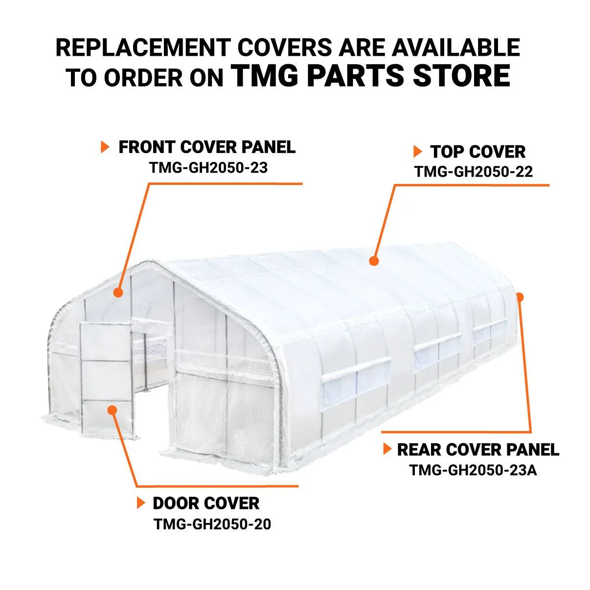 TMG Industrial 20’ x 50’ Tunnel Greenhouse Grow Tent w/12 Mil Ripstop Leno Mesh Cover, Cold Frame, Roll-up Windows, Peak Ceiling Roof, TMG-GH2050