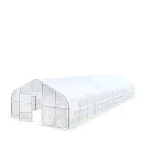 TMG Industrial 20’ x 60’ Tunnel Greenhouse Grow Tent w/12 Mil Ripstop Leno Mesh Cover, Cold Frame, Roll-up Windows, Peak Ceiling Roof, TMG-GH2060