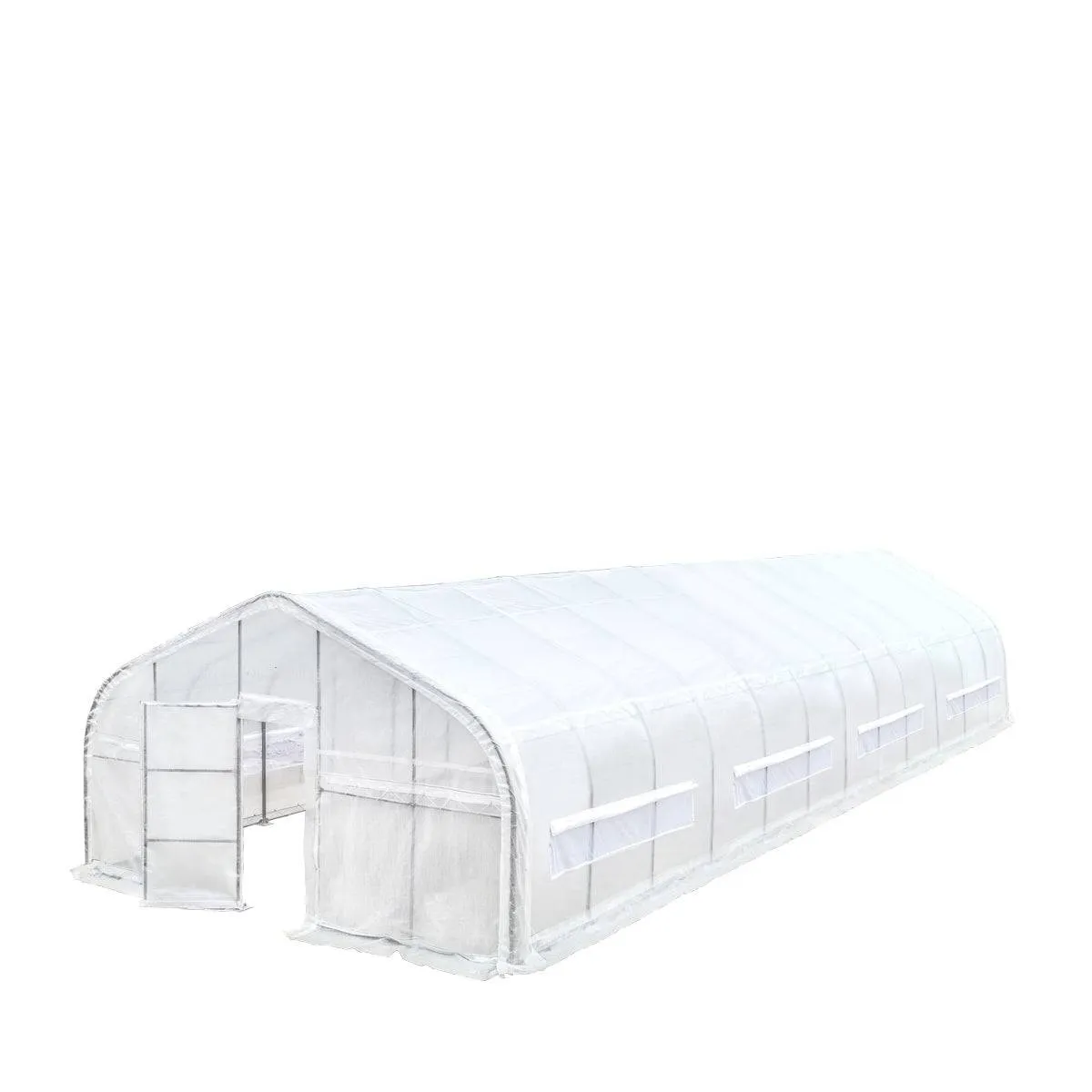 TMG Industrial 20’ x 60’ Tunnel Greenhouse Grow Tent w/12 Mil Ripstop Leno Mesh Cover, Cold Frame, Roll-up Windows, Peak Ceiling Roof, TMG-GH2060