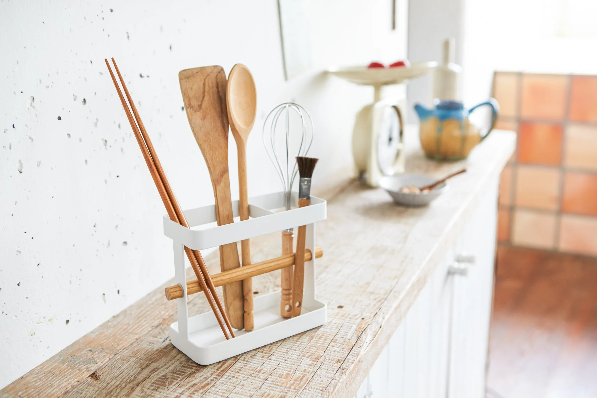 Utensil Holder - Steel   Wood