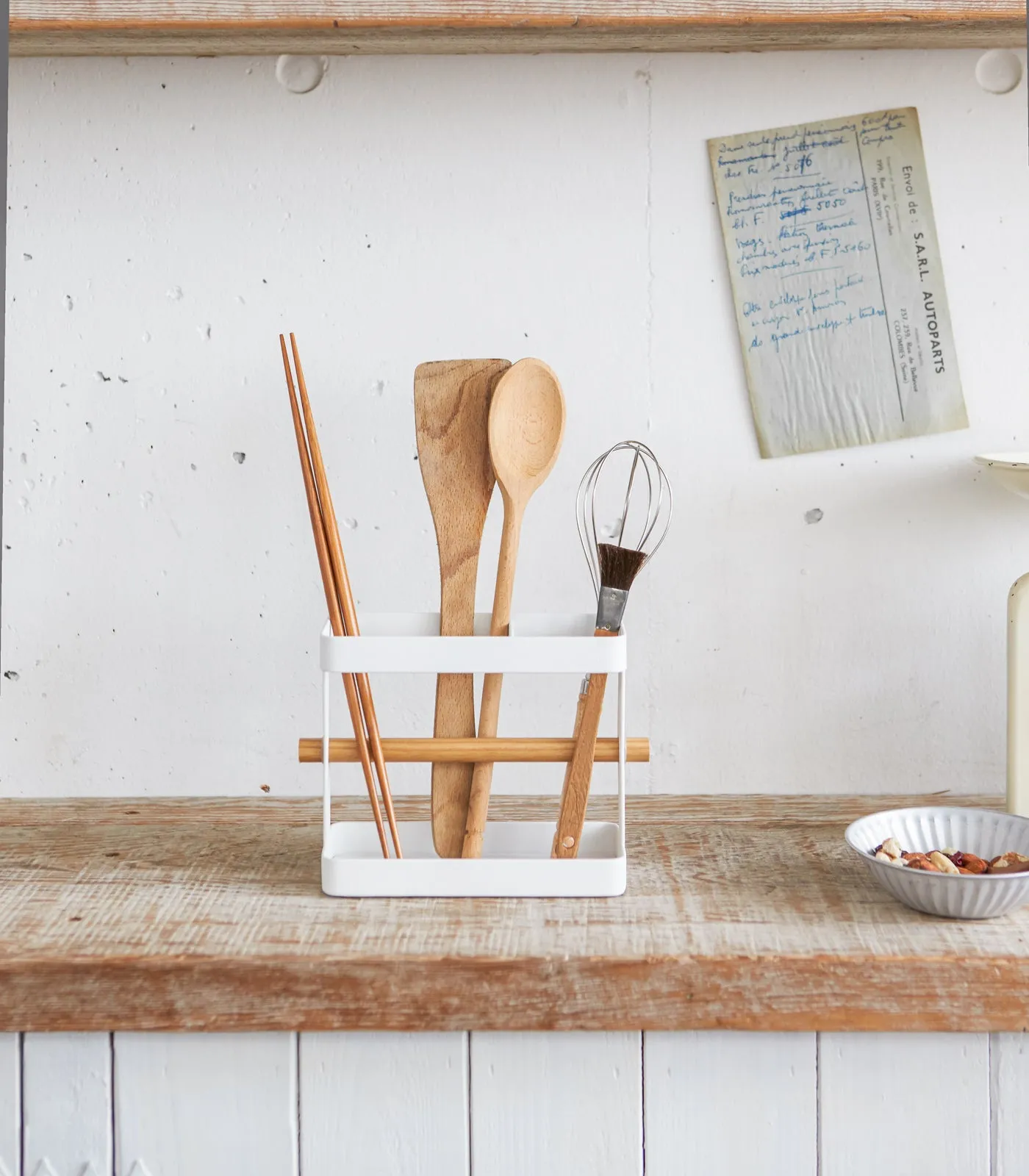 Utensil Holder - Steel   Wood