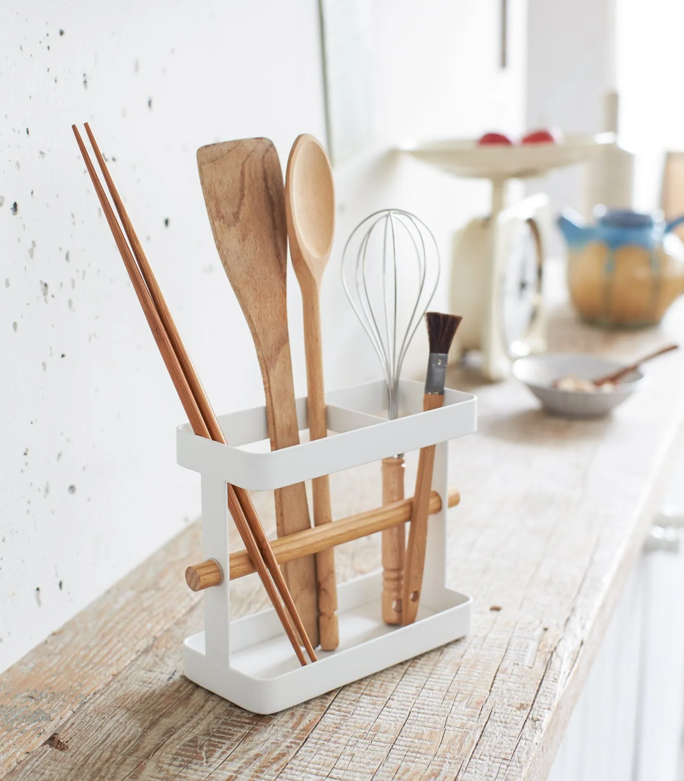 Utensil Holder - Steel   Wood