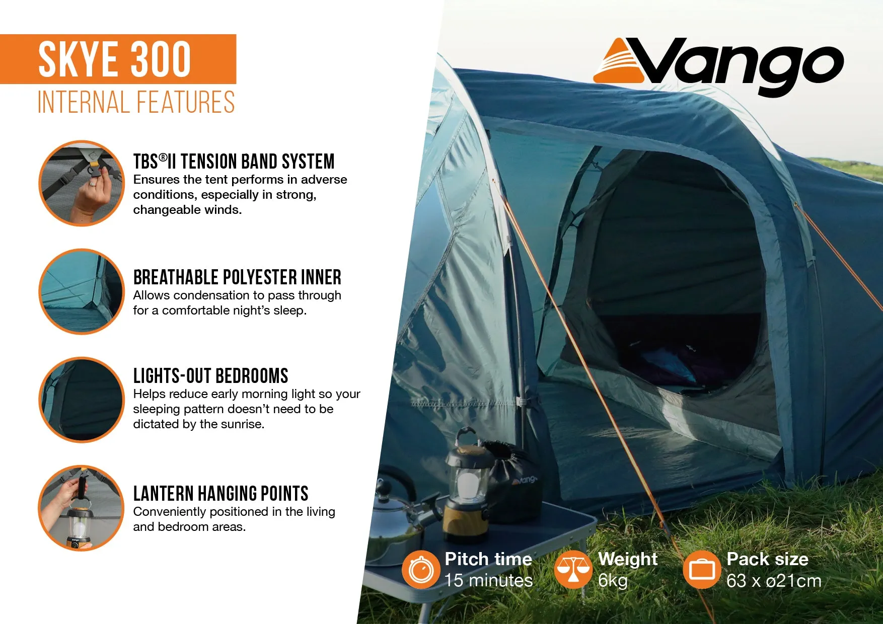 Vango Skye 300 3 Person Tunnel Tent